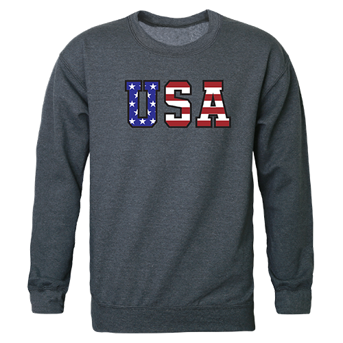 Graphic Crewneck Sweatshirt - Flag Text, H.Char, m - Rapid Dominance Corporation