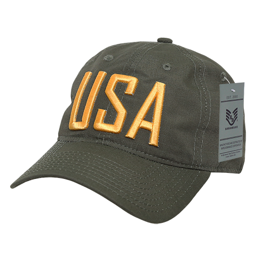 Relaxed Ripstop Cap, Olive Drab with USA Text