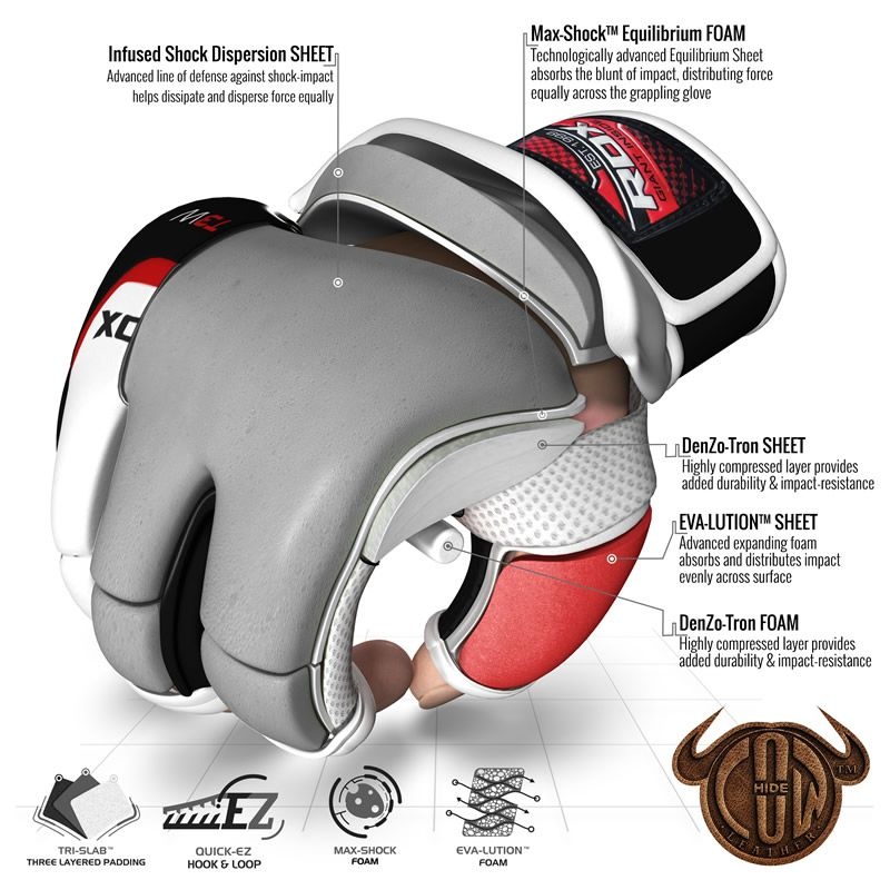 Rdx T3 Small White Leather Mma Grappling Gloves