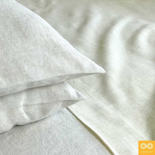 Super Fine 5Oz Parisian Organic French Linen Bed Sheets Natural / Flat Sheet (Full/Queen)