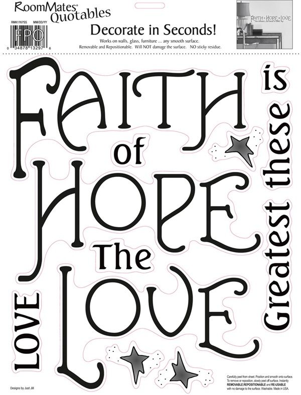 Faith, Hope, Love Quote Wall Decals