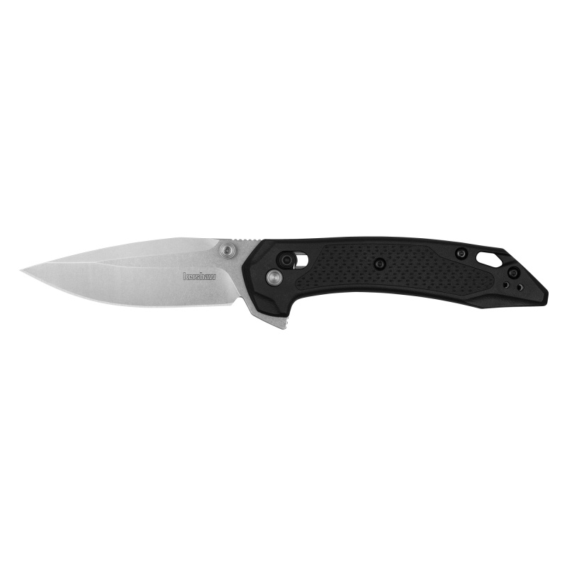 Kershaw, Bonneville, Folding Knife, 3.2" Clip Point Blade, 14C28n Blade Steel, 7.6" Overall Length, Stonewashed Finish, Silver, Black Glass-Filled Nylon Handle