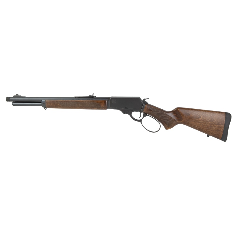Rossi, R95 Trapper, Lever Action Rifle, 444 Marlin, 16.5" Barrel, Threaded 5/8X24, Oxide Finish, Black, Buckhorn Rear Sights, Drift Adjustable Front Sight, Wood Stock, 5 Round
