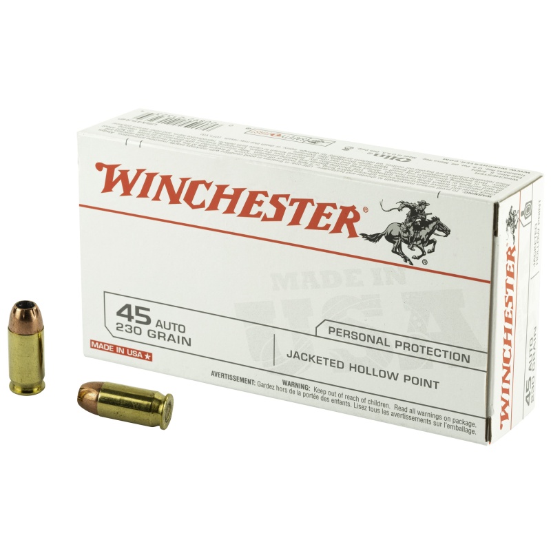 Winchester Ammunition, Usa, 45Acp, 230 Grain, Jacketed Hollow Point, 50 ...