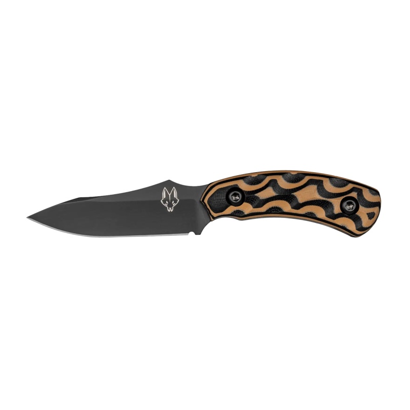 Zac Brown's Southern Grind, Jackal Pup, Fixed Blade Knife, 2.8" Drop Point Blade, Black And Tan G10 Handle, 8670M Carbon Steel, Pvd Finish, Black