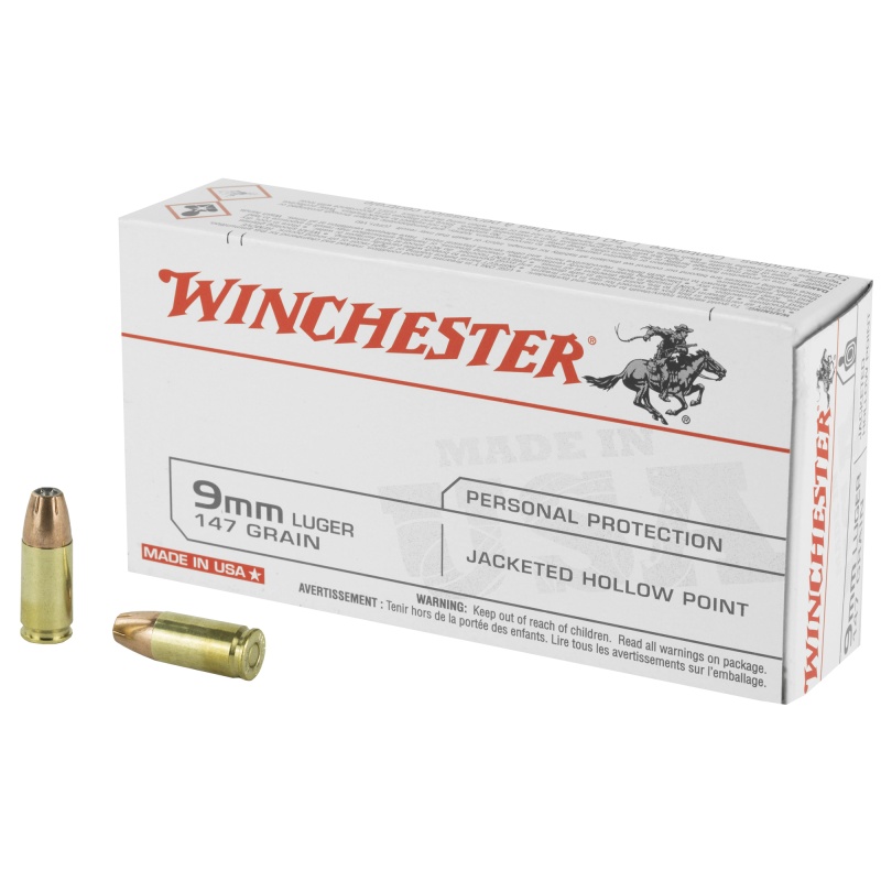 Winchester Ammunition, Usa, 9Mm, 147 Grain, Jacketed Hollow Point, 50 Round Box