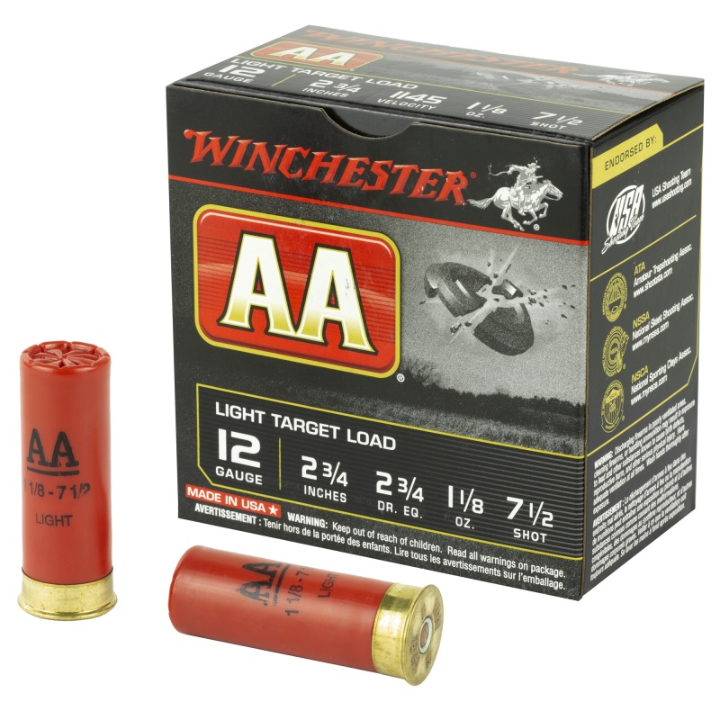 Winchester Ammunition, Aa Target, 12 Gauge, 2.75", #7.5, 2 3/4 Dram, 1.125 Oz., Shotshell, 25 Round Box