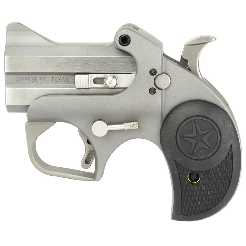 Bond Arms, Roughneck, Derringer, 357 Magnum/38 Special, 2.5" Barrel, Steel, Silver, Rubber Grips, Fixed Sights, 2 Rounds, With Trigger Guard