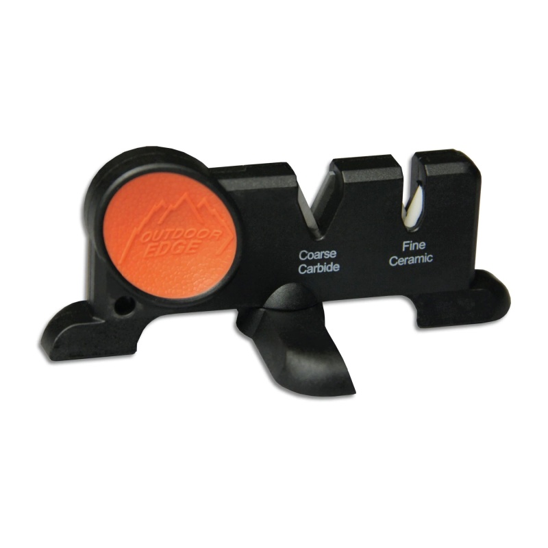 Outdoor Edge, Edgex 2-Stage, Knife Sharpener, Tungsten Carbide/White Alumina-Ceramic Sharpening Stones, Zytel Handle, Black And Orange