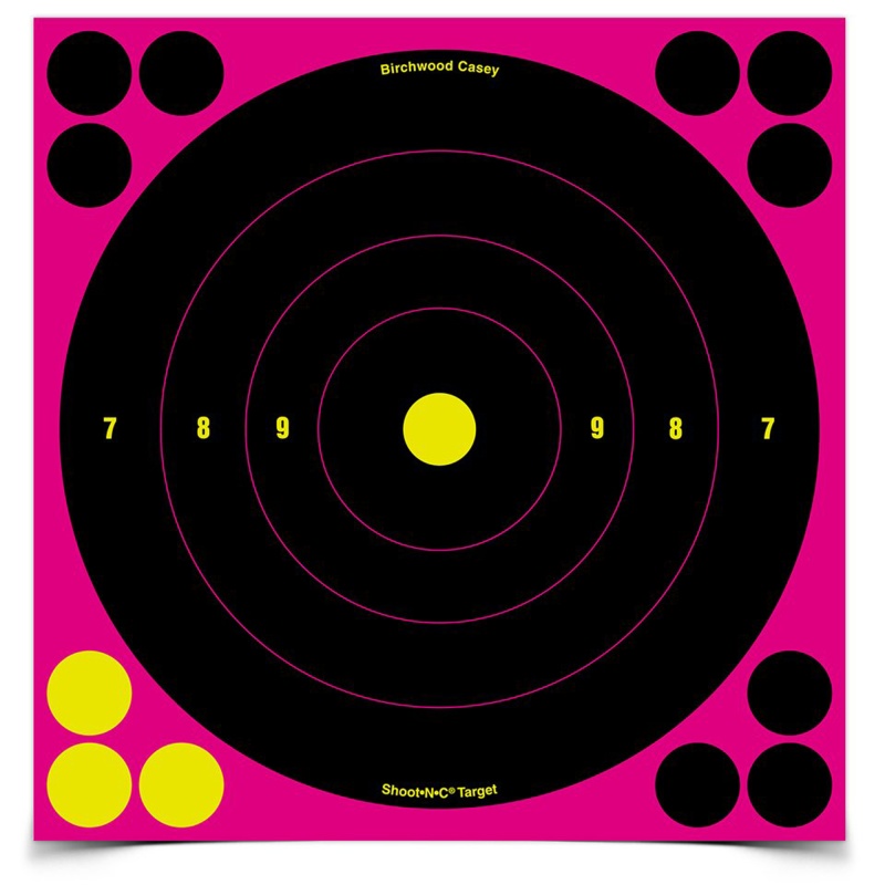 Birchwood Casey, Shoot-N-C Target, Bullseye, 8", 6 Targets, Pink