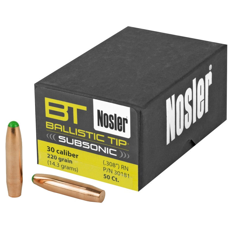 Nosler, Ballistic Tip, .308 Diameter, 30 Caliber, 220 Grain, Spitzer Boat Tail, 50 Count