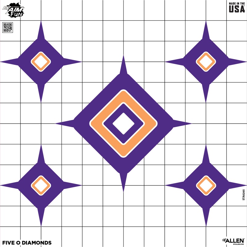 Allen Company, Dialing In More Fun Ez Aim, Paper Target, 9 Pack, 12"X12", Assorted Colors