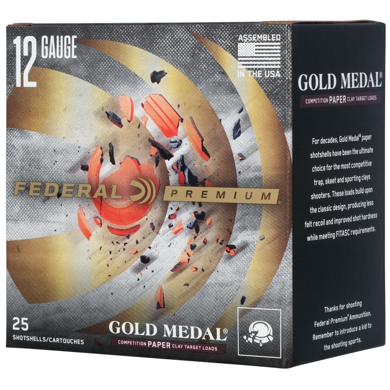Federal, Gold Medal, 12 Gauge, 2.75" Chamber, #8 Shot, 1 Ounce, 25 Round Box