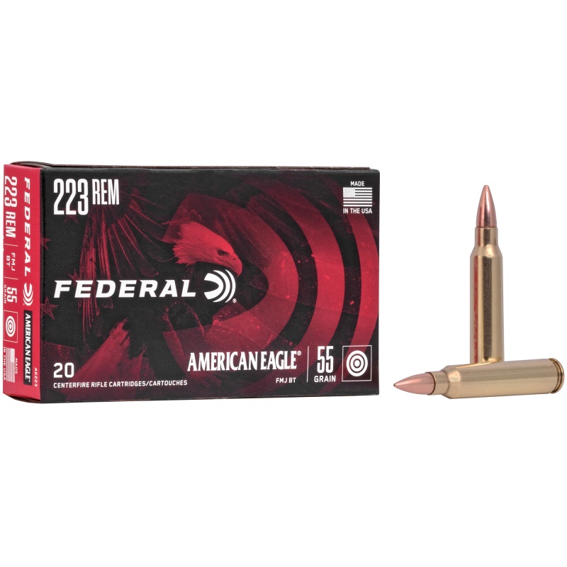 Federal, American Eagle, 223 Remington, 55 Grain, Full Metal Jacket, 20 Round Box