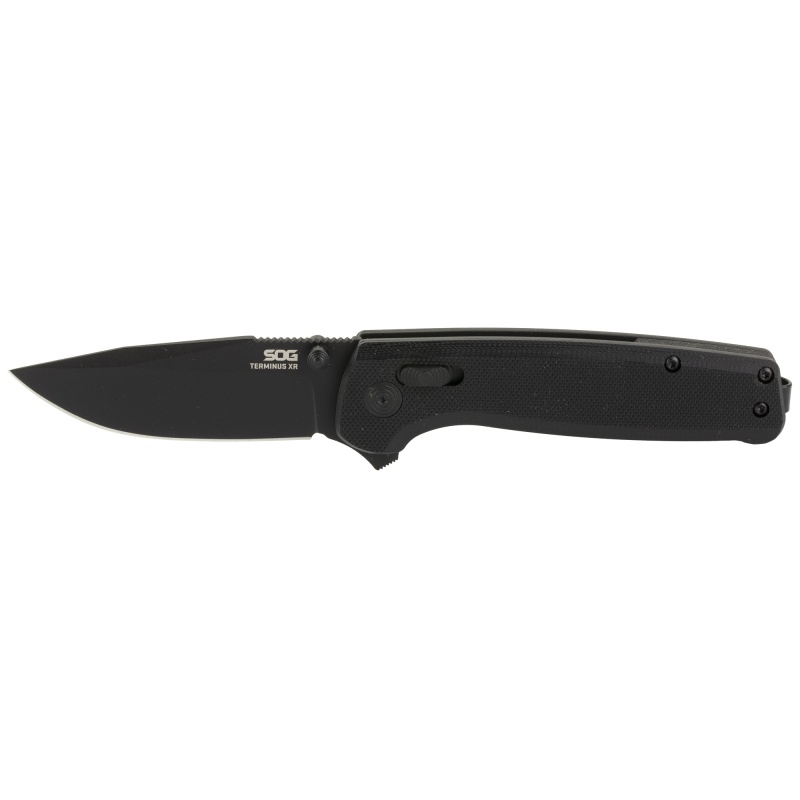Sog Knives & Tools, Terminus Xr, 2.95" Folding Knife, Clip Point Straight Edge, G10 Handle, D2 Steel, Black