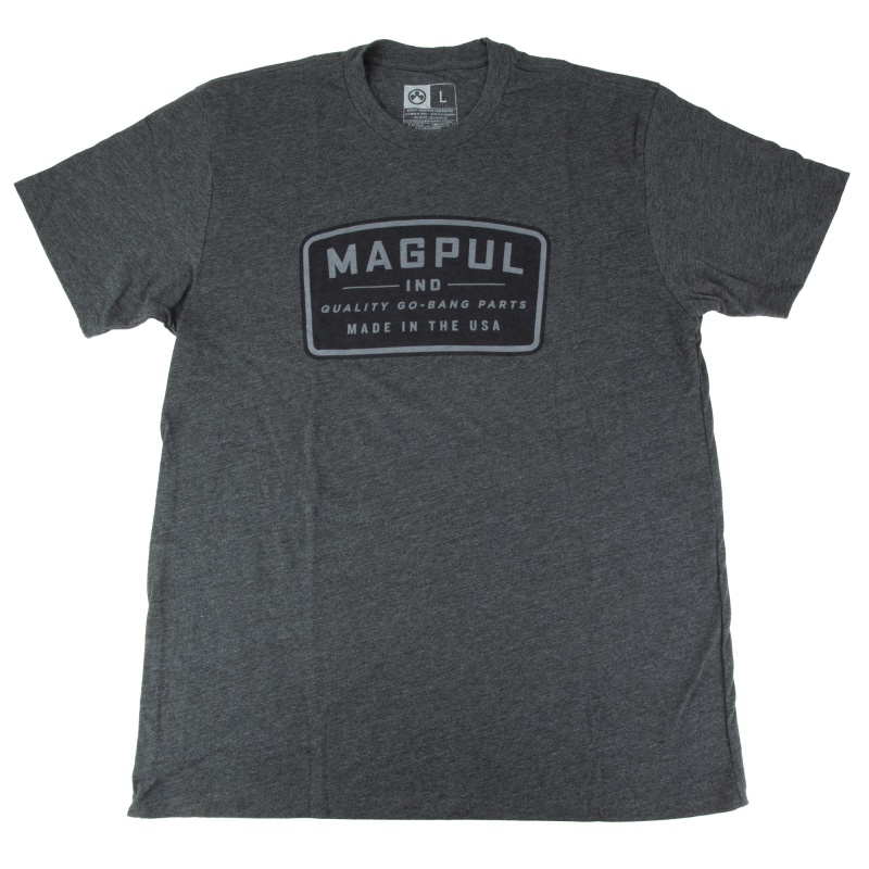 Magpul Industries, Go Bang Parts Patch, T-Shirt, Large, Cotton Polyester Blend, Charcoal