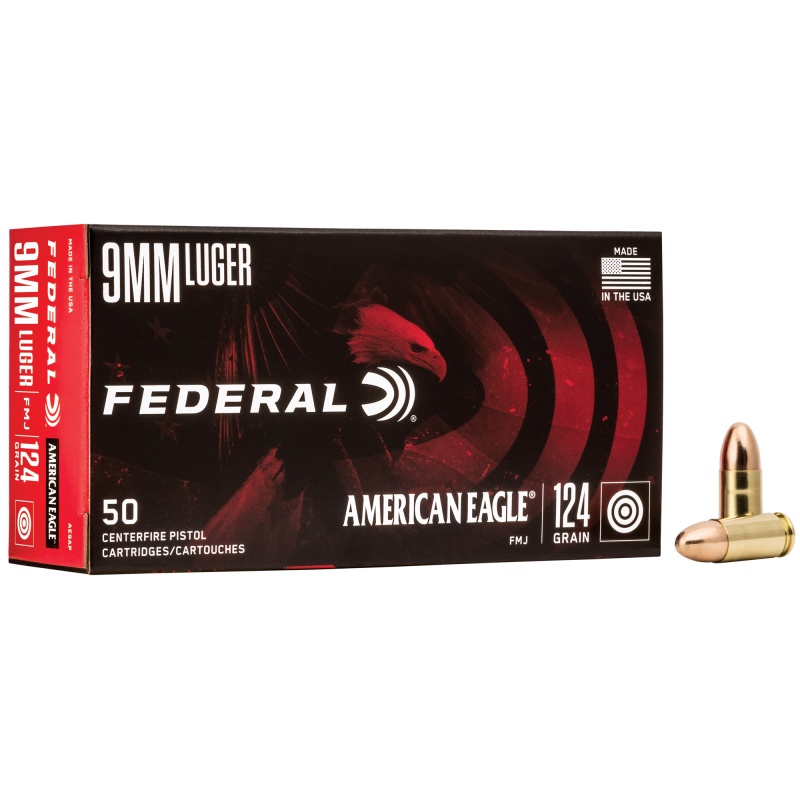 Federal, American Eagle, 9Mm, 124 Grain, Full Metal Jacket, 50 Round Box