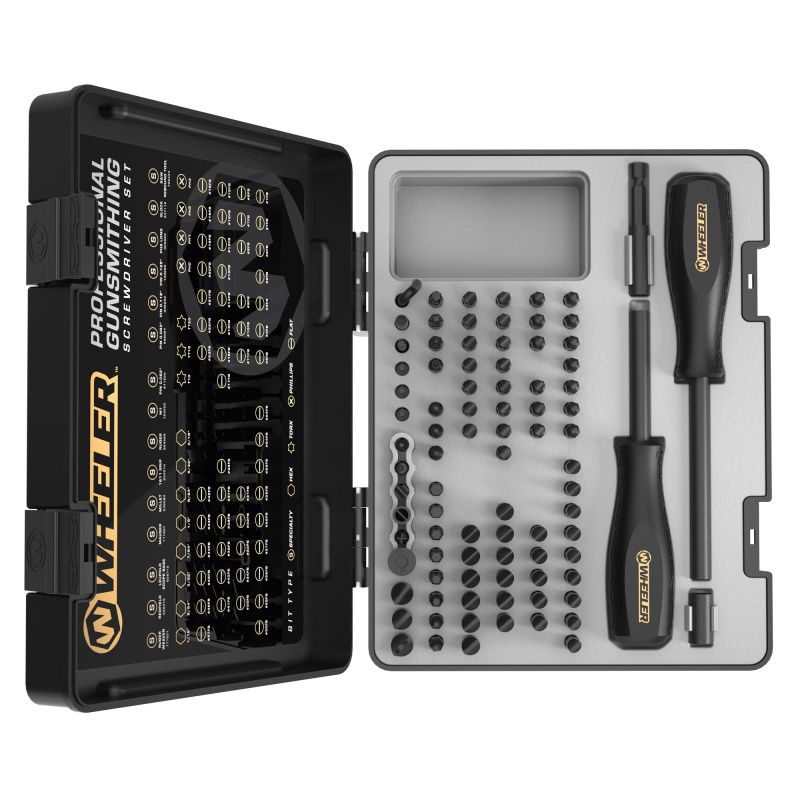 Wheeler, 89 Piece Professional Gunsmithing Screwdriver Set, Includes 2 Bit Drivers, 87 Bits And Hard Case, Black