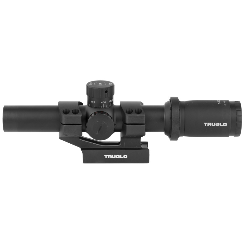 Truglo, Tru-Brite 30, Rifle Scope, 1-6X24mm, 30Mm, Power Ring Duplex Mil-Dot Illuminated Reticle, 1/2Moa, Matte Finish, Includes 1 Piece Base, 2 Pre-Calibrated Bdc Turrets In .223 (55 Grain) And .308 (168 Grain), And Throw Lever