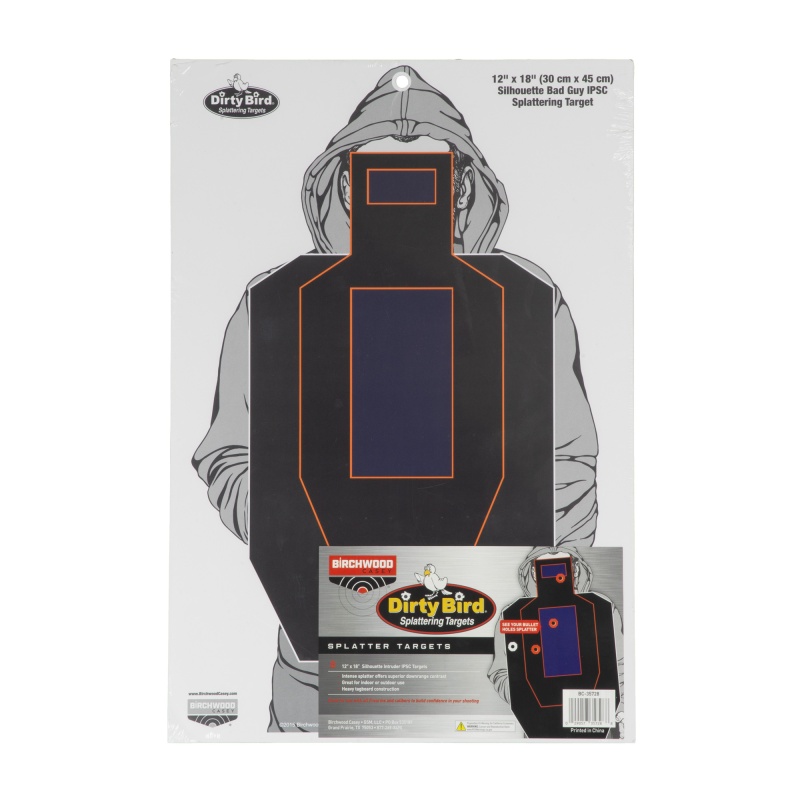Birchwood Casey, Dirty Bird, Target, 12"X18", Bad Guy Ipsc Silhouette Target, 8 Sheets