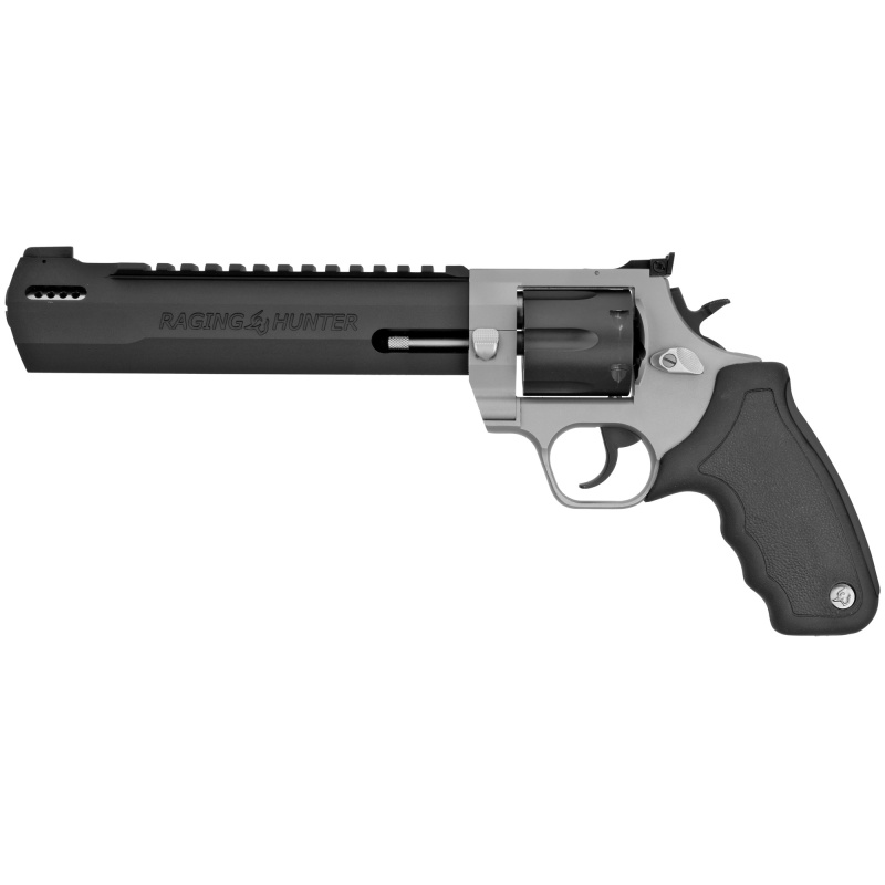 Taurus Usa, Raging Hunter, Double Action, Metal Frame Revolver, Large Frame, 44 Magnum, 8.37" Ported Barrel, Stainless Steel, Matte Finish, Duo-Tone, Rubber Grips, Adjustable Sights, 6 Rounds