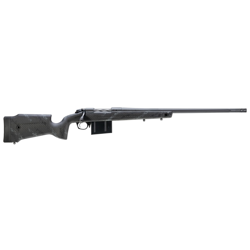 Bergara, Premier Series, Crest, Bolt Action Rifle, 22-250 Remington, 20" Fluted Barrel, Threaded 5/8X24, Omni Muzzle Brake, Cerakote Finish, Sniper Gray, Monte Carlo Carbon Fiber Stock, 5 Rounds, 1 Aics Style Magazine