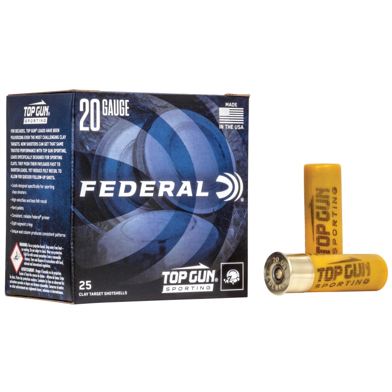 Federal, Top Gun Sporting, 20 Gauge 2.75", #7.5, 7/8 Oz, 25 Round Box, 1,250 Fps