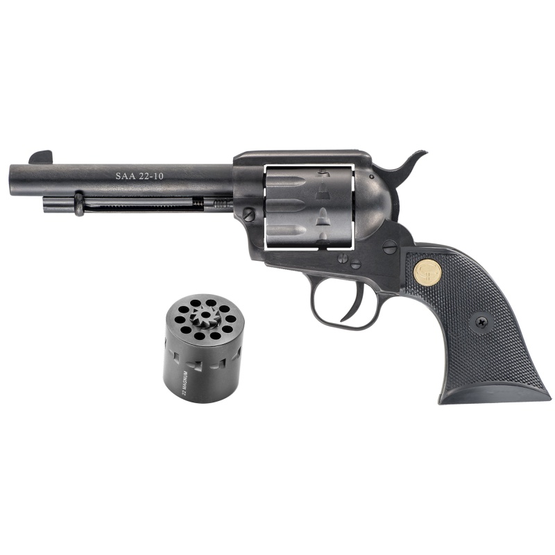 Chiappa Firearms, Saa 22-10, Revolver, Single Action Only, 22Lr/22 Wmr, 5.5" Barrel, Alloy, Black, Plastic Grips, 10 Rounds