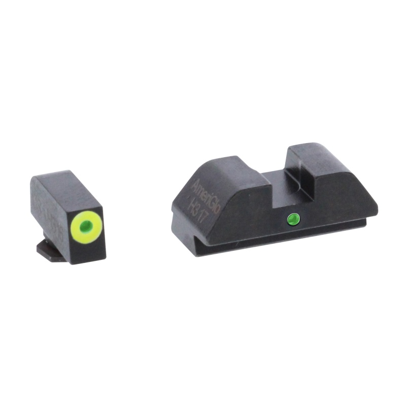 Ameriglo, I-Dot, Sight, Fits Glock 42 And 43, Green Tritium Lime Green Lumilime Outline Front With Green Rear