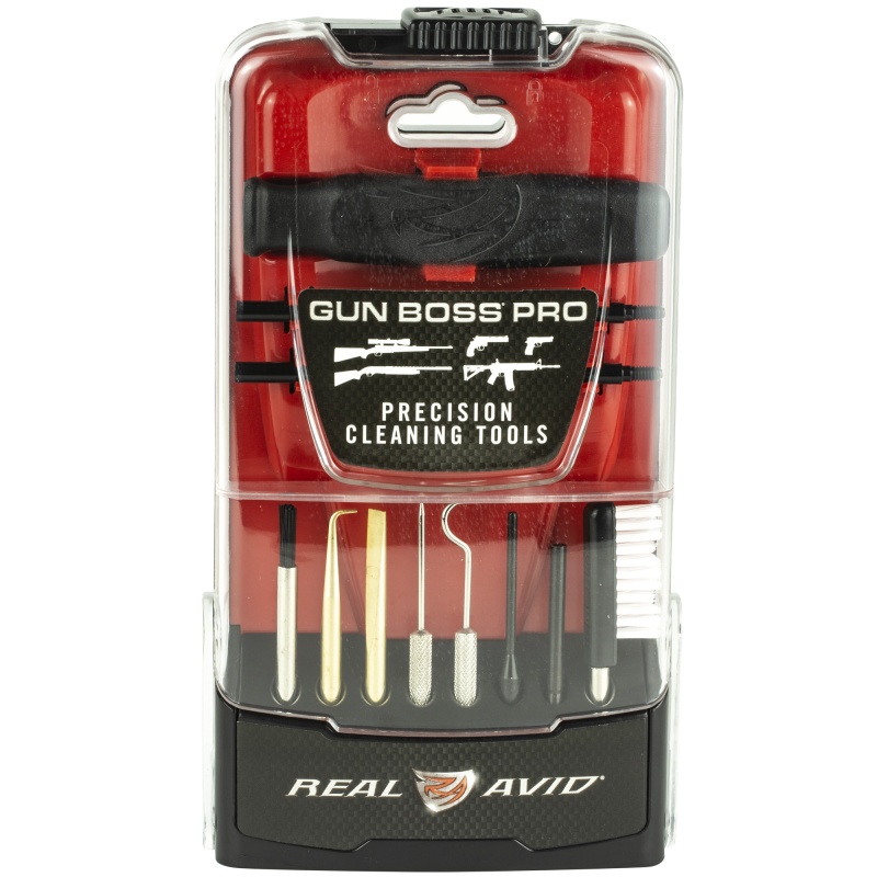 Real Avid, Gun Boss Pro, Gun Boss, Pro Precision Cleaning Tools, Toolkit, Polycarbonate Kickstand Case, Brushes, Picks, Scrapers