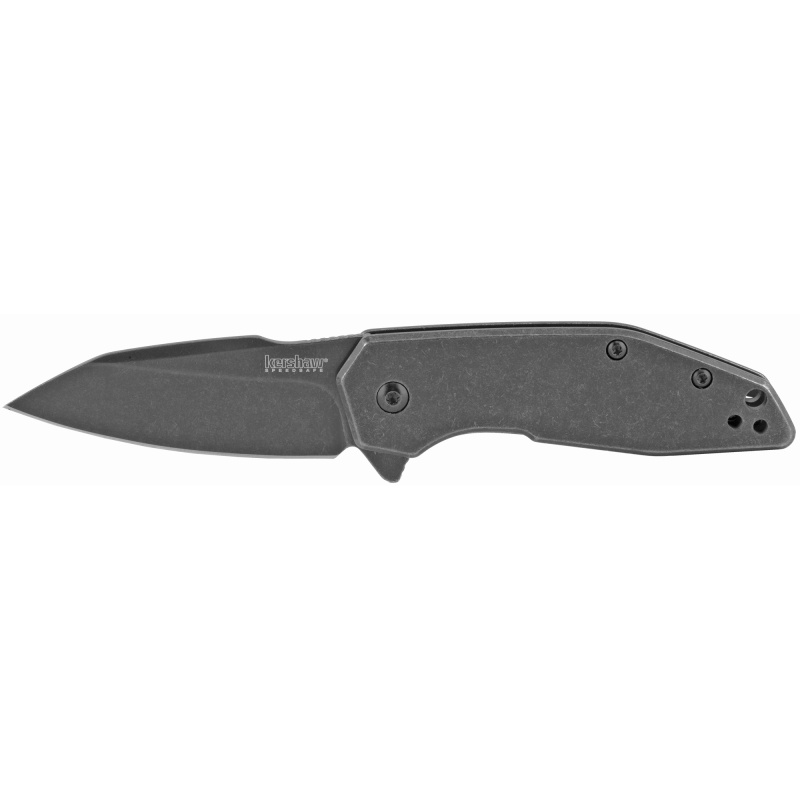Kershaw, Gravel, 2.5" Folding Knife/Assisted, Drop Point, Plain Edge, 8Cr13mov/Blackwash, Stainless Steel Black-Oxide Blackwash Handle