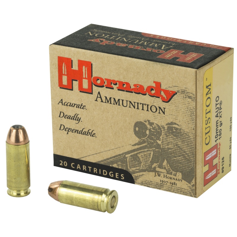 Hornady, Custom Ammunition, 10Mm, 180 Grain, Xtp, 20 Round Box