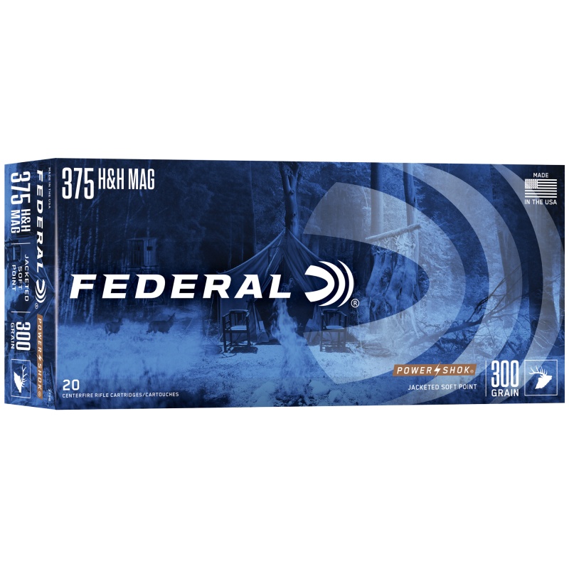 Federal, Powershok, 375H&H, 300 Grain, Soft Point, 20 Round Box