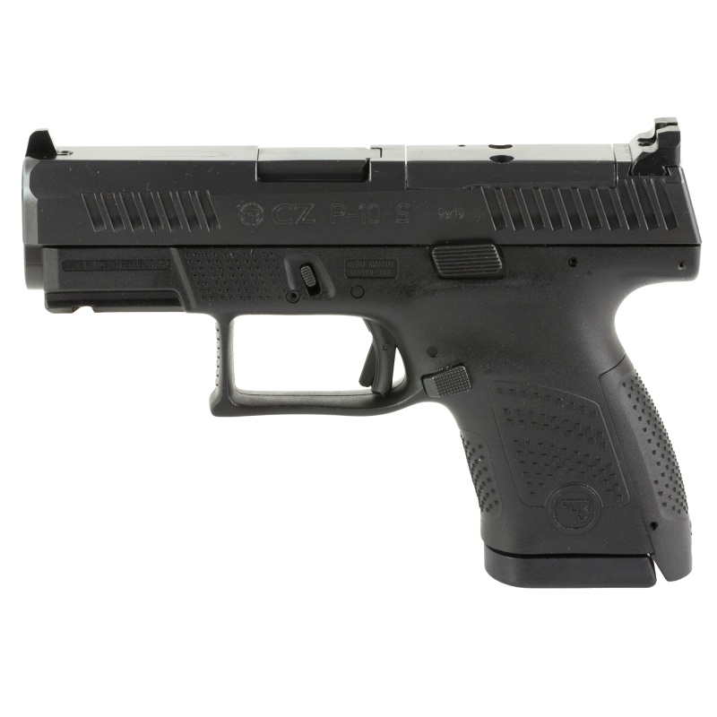 Cz, P-10S, Striker Fired, Semi-Automatic, Polymer Frame Pistol, Sub-Compact, 9Mm, 3.5" Barrel, Nitride Finish, Black, Fixed Sights, Optic Ready, 10 Rounds, 2 Magazines