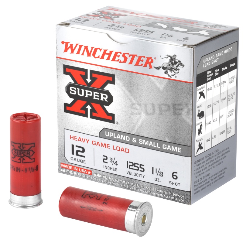 Winchester Ammunition, Super-X, Shotshell, 12 Gauge, 2.75", Heavy Game Load, #6 Shot, 1.125 Oz., 25 Round Box