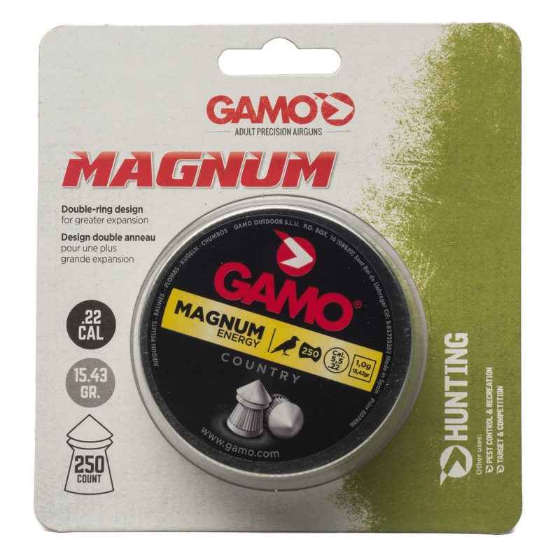 Gamo Usa, Gamo Magnum, Spire Point Double Ring, .22 Pellet, Pointed Nose, Tin, 250 Count