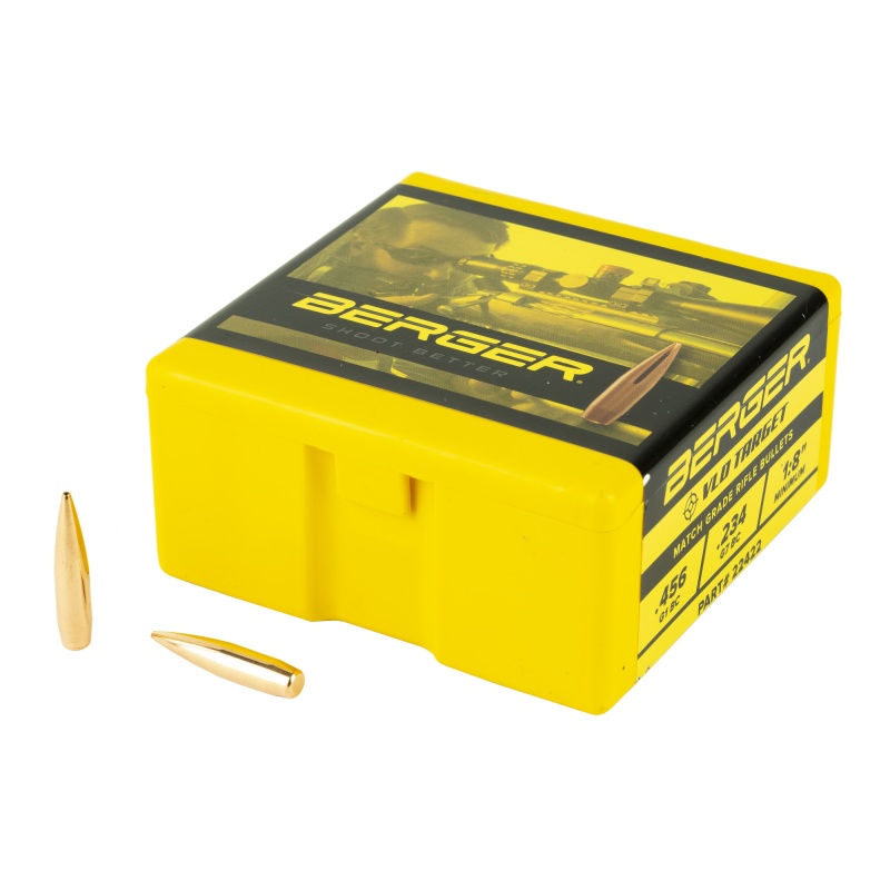 Berger Bullets, Vld Target, .224 Diameter, 22 Caliber, 80 Grain, Boat Tail Hollow Point, 100 Count