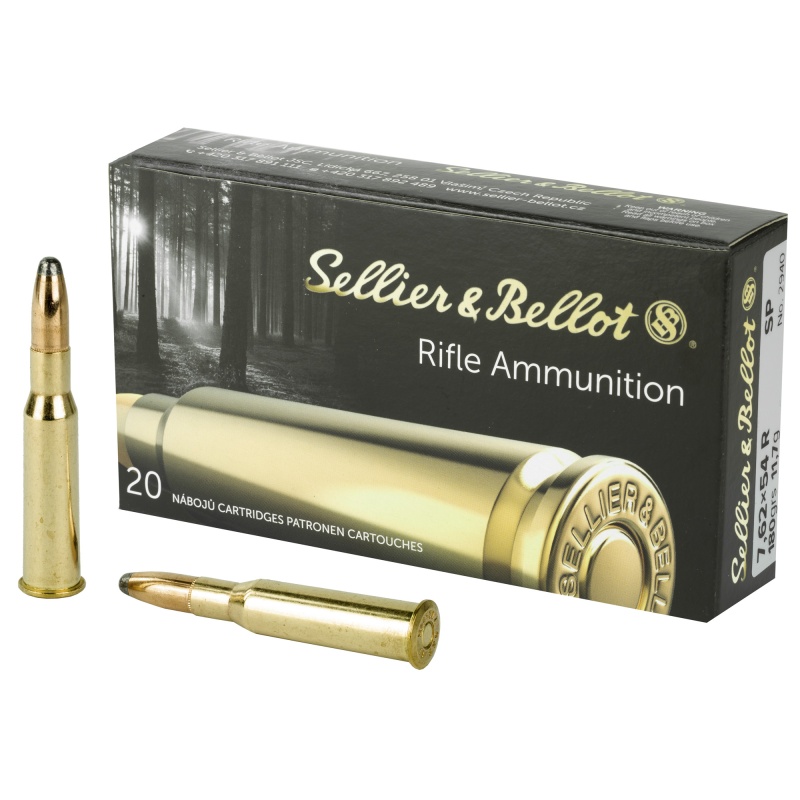 Sellier & Bellot, Rifle, 7.62X54r, 180 Grain, Soft Point, 20 Round Box