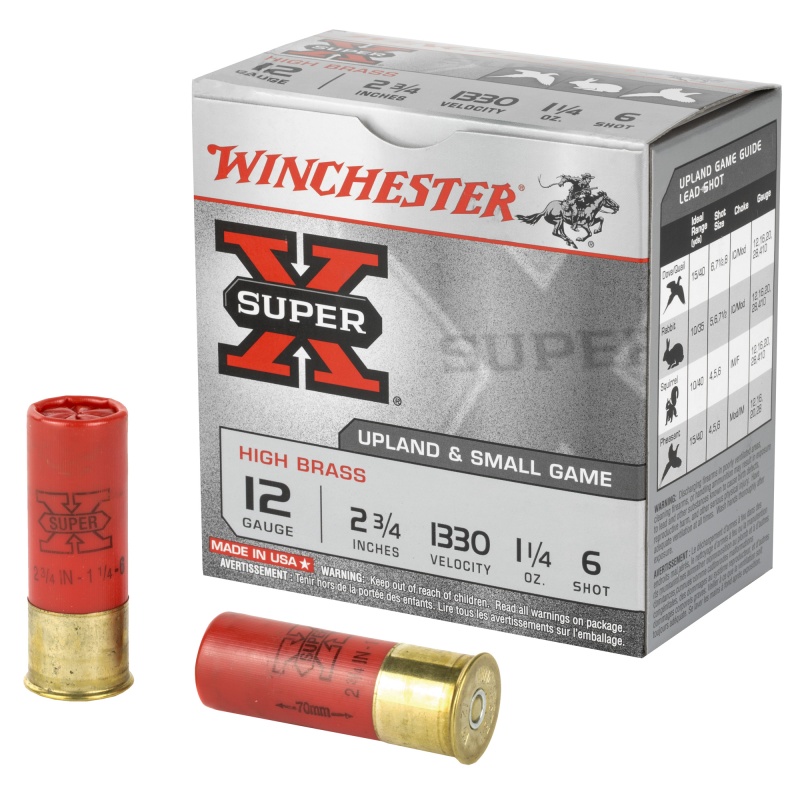 Winchester Ammunition, Super-X, 12 Gauge, 2.75", #6, 1.25 Oz., Shotshell, 25 Round Box