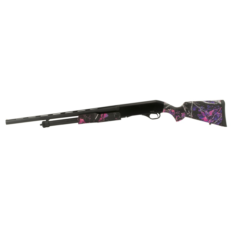 Stevens, 320 Compact, Pump Action Shotgun, 20 Gauge, 3" Chamber, 22" Vent Rib Barrel, Matte Finish, Black, Muddy Girl Camo Stock, Right Hand, 5 Rounds