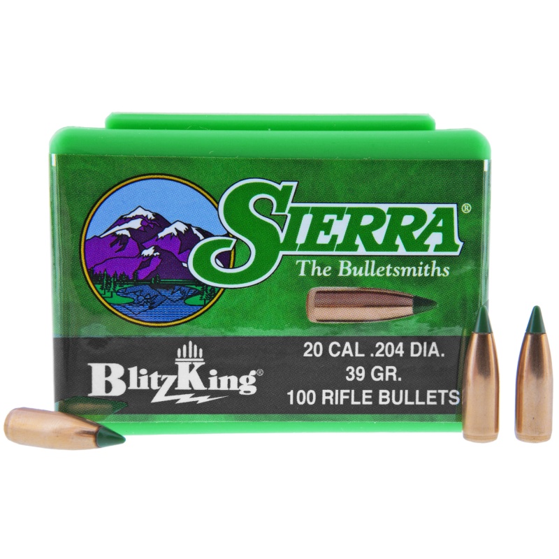 Sierra Bullets Blitzking .204 Diameter, 20 Caliber, 39 Grain, Ballistic Tip, 100 Count