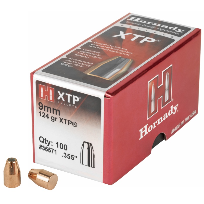 .355 Diameter 9mm 124 Grain Hollow Point, 100 Count