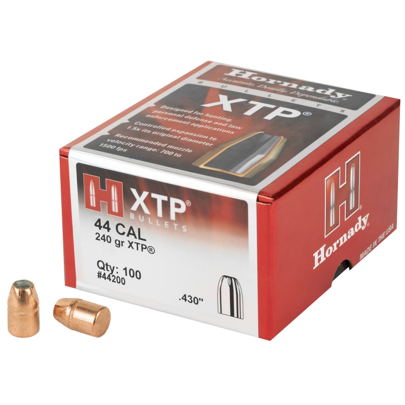 Hornady, Xtp, .430 Diameter, 44 Caliber, 240 Grain, Hollow Point, 100 Count