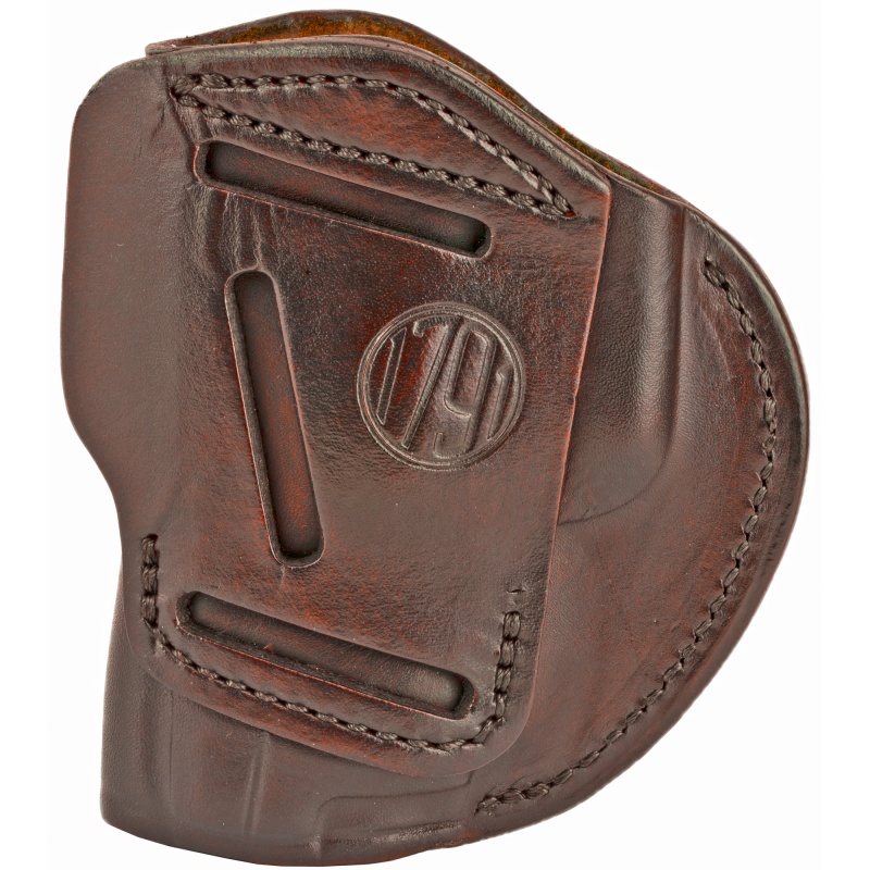 1791 Gunleather, 4 Way Holster, Leather Belt Holster, Right Hand, Signature Brown, Fits Glock 17/19/22/23 & S&W Mp9/Mp40/Mp45, Size 5