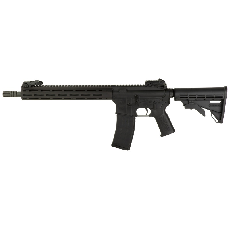 Tippmann Arms Company, M4-22 Elite Compliant, Semi-Automatic Rifle, Ar, 22 Lr, 16" Barrel, Aluminum Mlok Handguard, Faux Slip Fit Flash Hider, Matte Finish, Black, M4 Collapsible Stock, Front/Rear Flip Sights, 1 Magazine, 10 Rounds