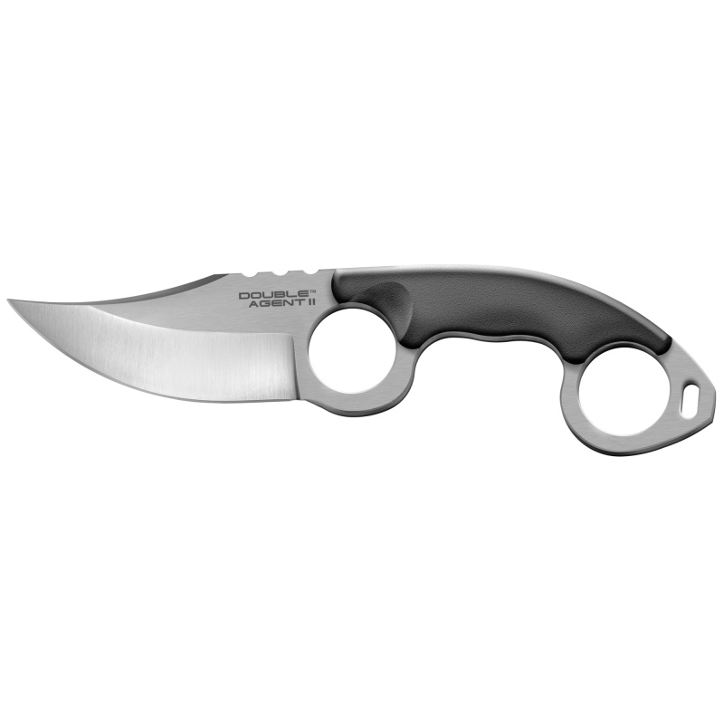 Cold Steel, Double Agent, Fixed Blade Knife, Aus 8A/Polished, Plain, Clip Point, Includes Secure-Ex Sheath, 3", Aus 8A/Black G10, Blister