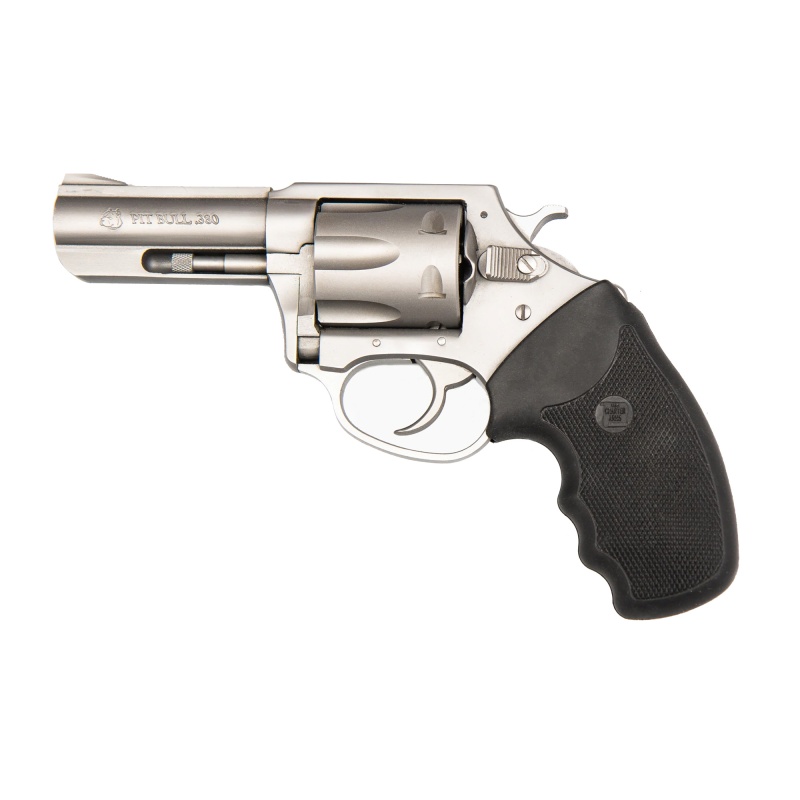 Charter Arms, Pitbull, Revolver, 380Acp, 3" Barrel, Steel, Stainless Finish, Silver, Rubber Grips, Fixed Sights, 6 Rounds