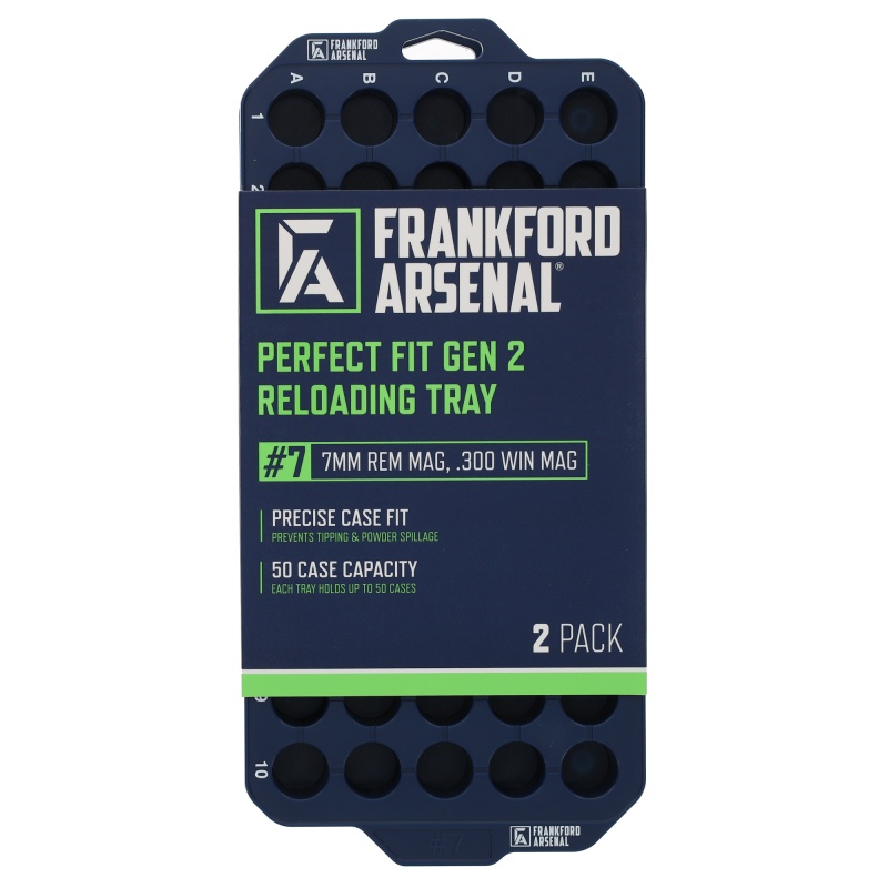 Frankford Arsenal, Perfect Fit Tray, Style 7, Reloading Tray, Fits 7Mm Rem Mag/300 Win Mag, Blue, 2 Trays Are Included