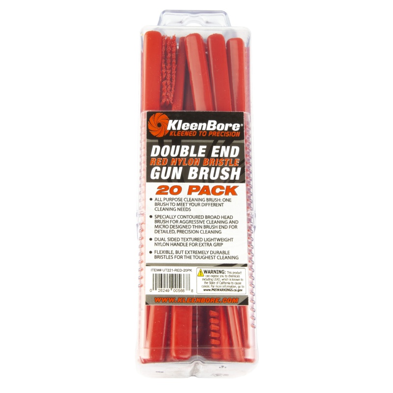 Kleen-Bore, Double Ended Nylon Brush, Red, 20 Per Pack