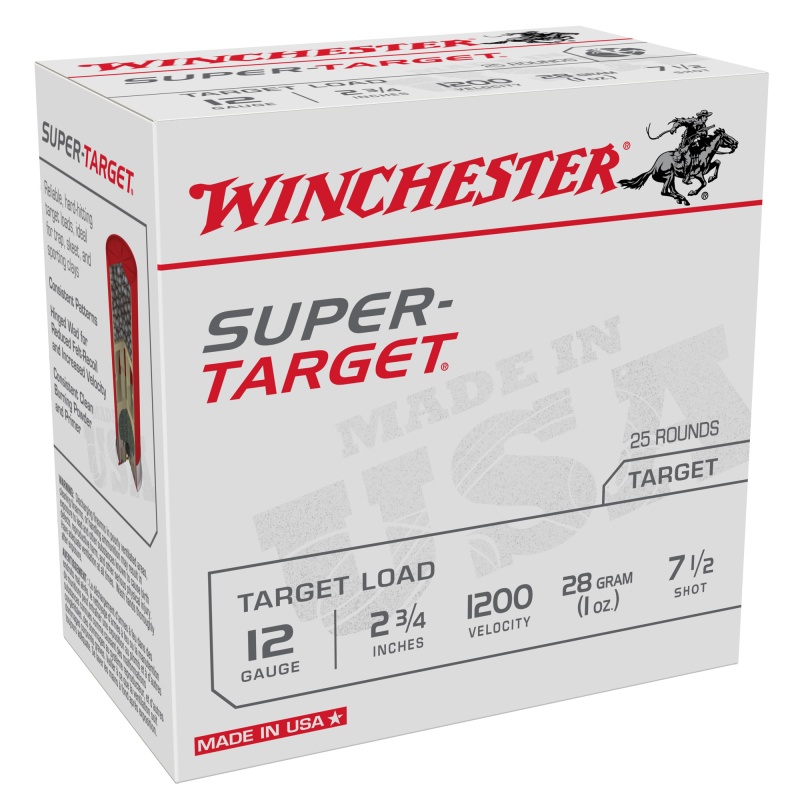 Winchester Ammunition, Super-Target, Target Load, 12 Gauge 2.75", #7.5, 1 Oz, Shotshell, 25 Round Box